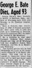 George Edward Bate 1941 obituary